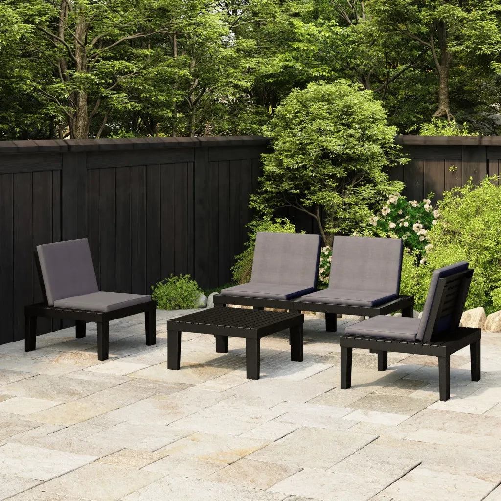 Set Divani da Giardino con Cuscini 4 pz in Plastica Grigio 3059830
