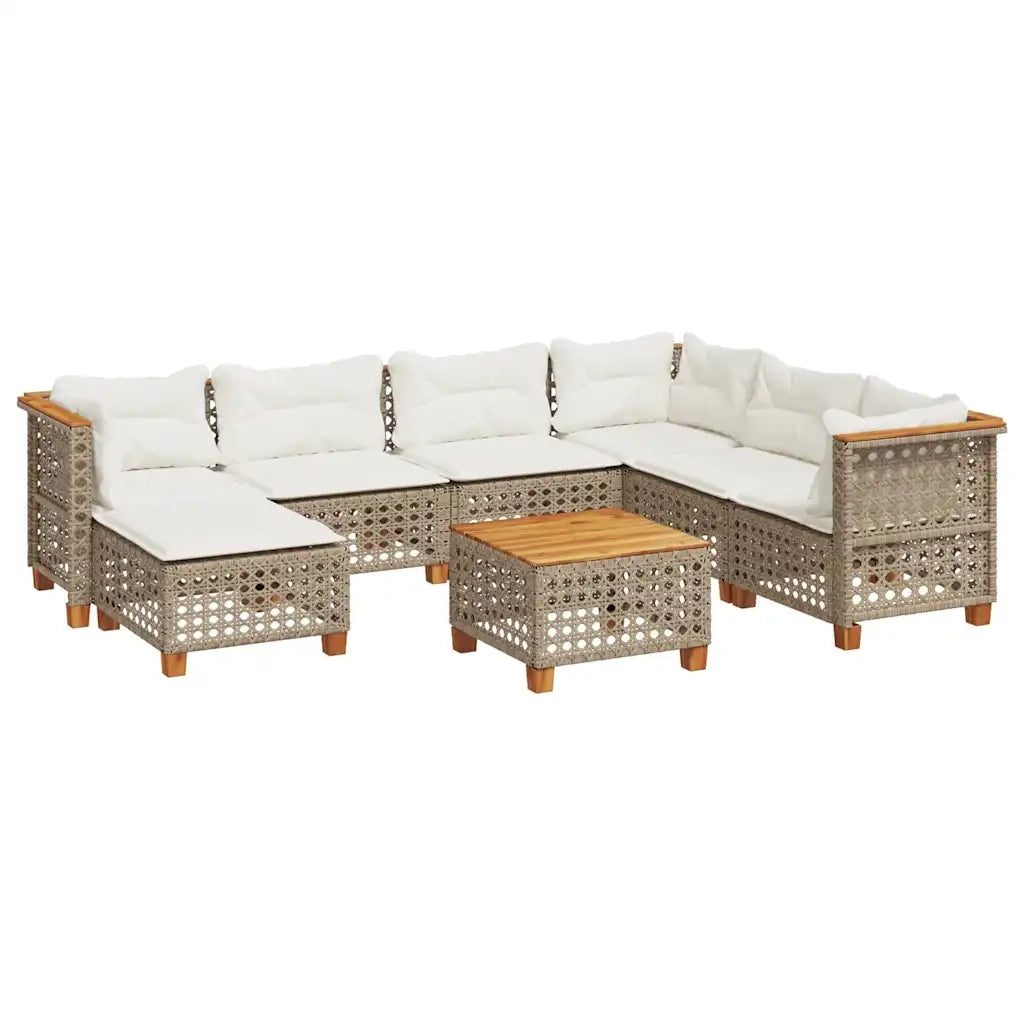 Set Divano da Giardino 8 pz con Cuscini Beige in Polyrattan 3261946
