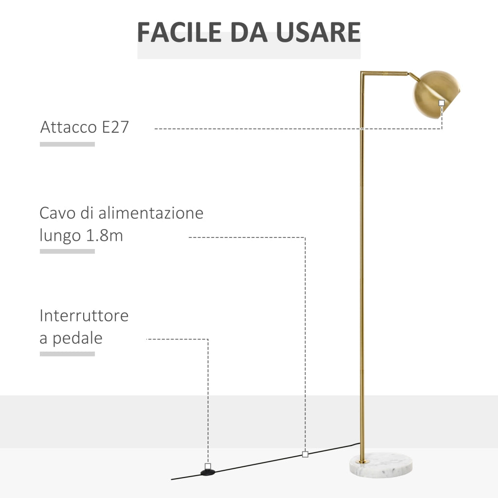 Lampada da Terra Moderna con Paralume Regolabile ¨C Minimal ¨C Oro