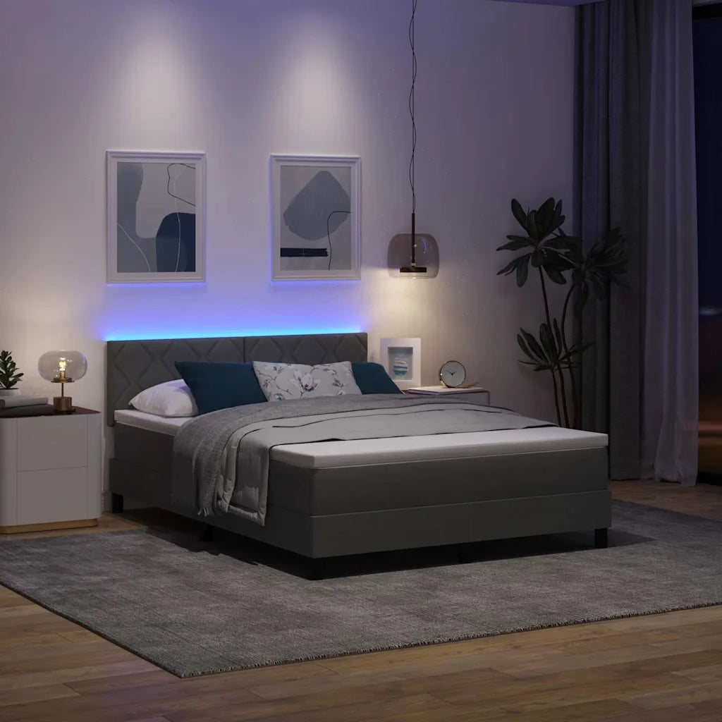 Letto a molle con materasso Grigio scuro 140 x 190 cm Tessuto 3342283