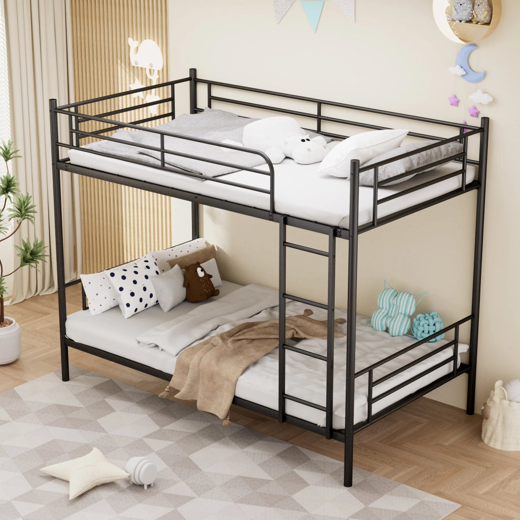 Letto castello 90x190 scala metallo ringhiera alta ferro nero