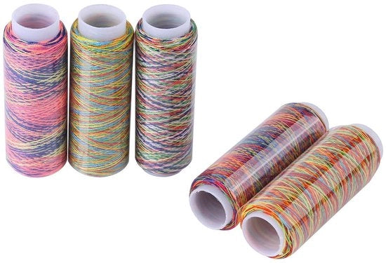 Set di fili per cucito 5 pezzi - multicolore - fili per cucito per macchina da cucire - per quilter e per ricamo - 110 m per bobina