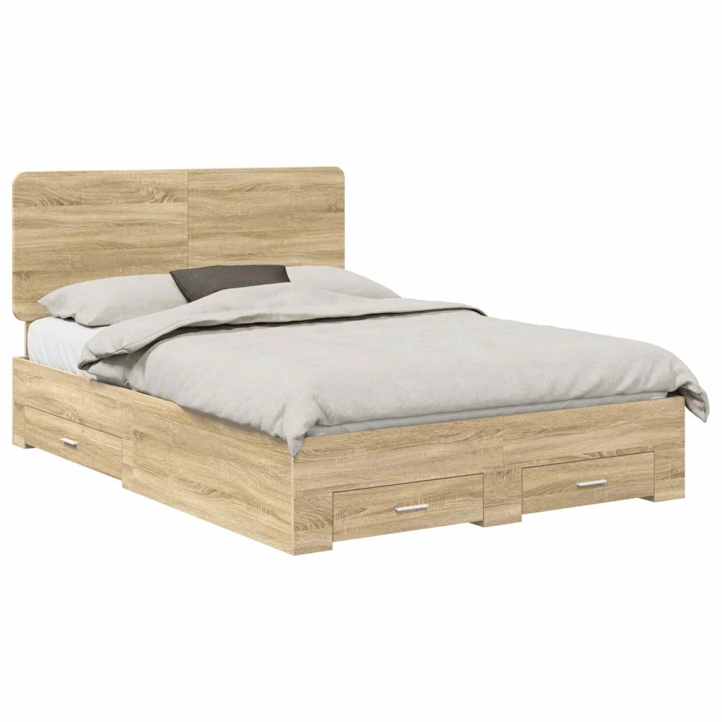 Struttura del letto con testiera-Giroletto con Testiera Rovere Sonoma 150 x 200 cm 991487