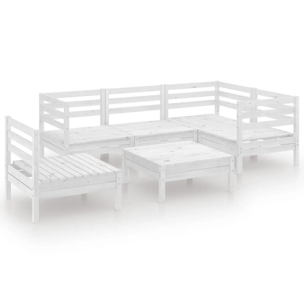 Set Salotto da Giardino 6 pz | Set di Mobili da Esterno in Legno Massello di Pino Bianco