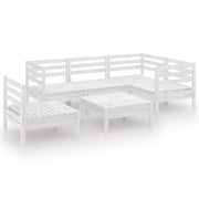 Set Salotto da Giardino 6 pz | Set di Mobili da Esterno in Legno Massello di Pino Bianco