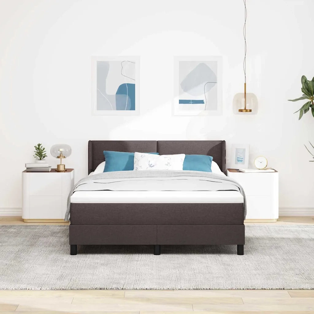Letto a molle con testiera Marrone Scuro 190 x 140 cm Tessuto 3341100