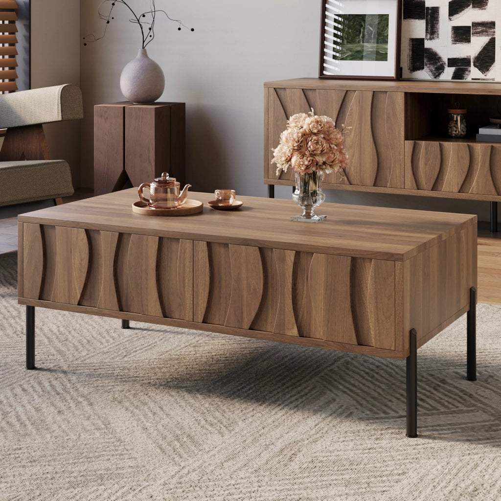 Cassettiera per TV naturale in MDF lunghezza 160 cm
