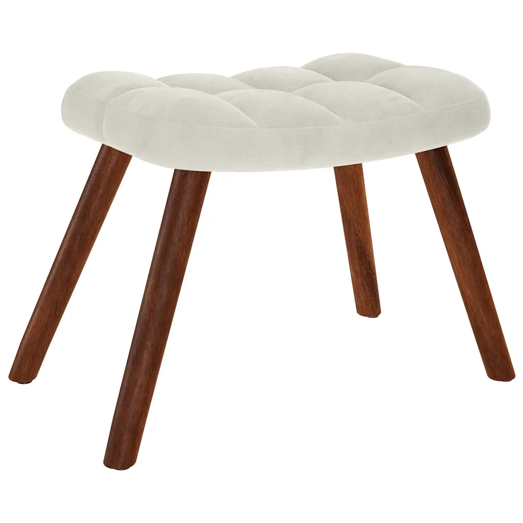 Poltrona Relax con Sgabello in Velluto Crema 4016830