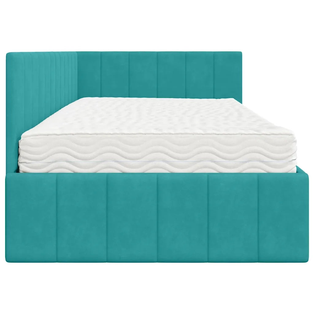 Struttura Letto Angolare con Materasso 2 pcs Turchese Velluto 3393876