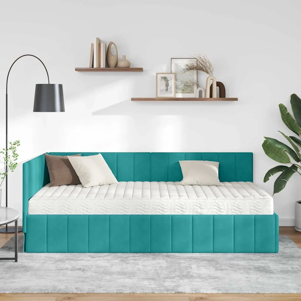 Struttura Letto Angolare con Materasso 2 pcs Turchese Velluto 3393876
