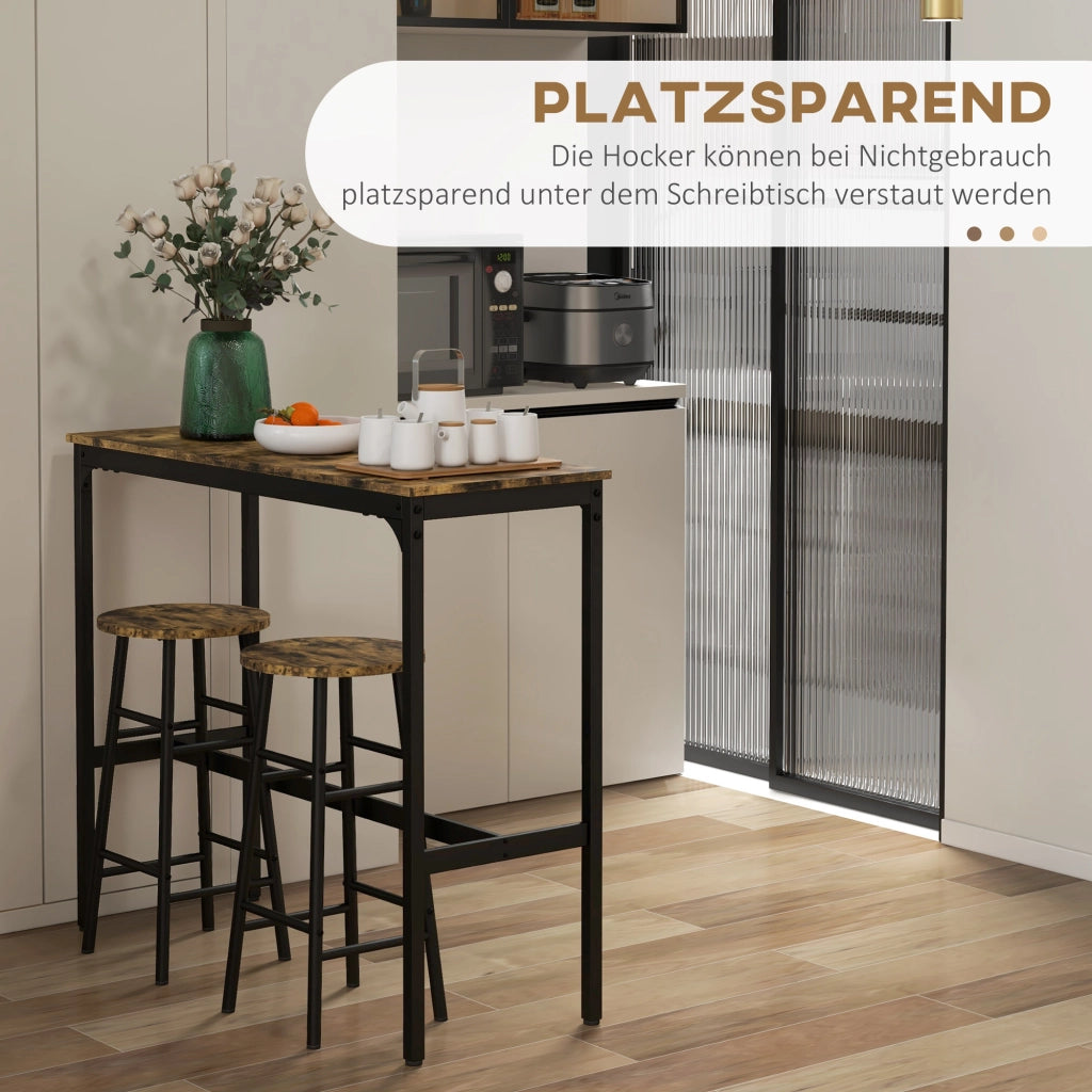Tavolo da bar con 2 sgabelli ¨C Minimal ¨C Marrone + Nero