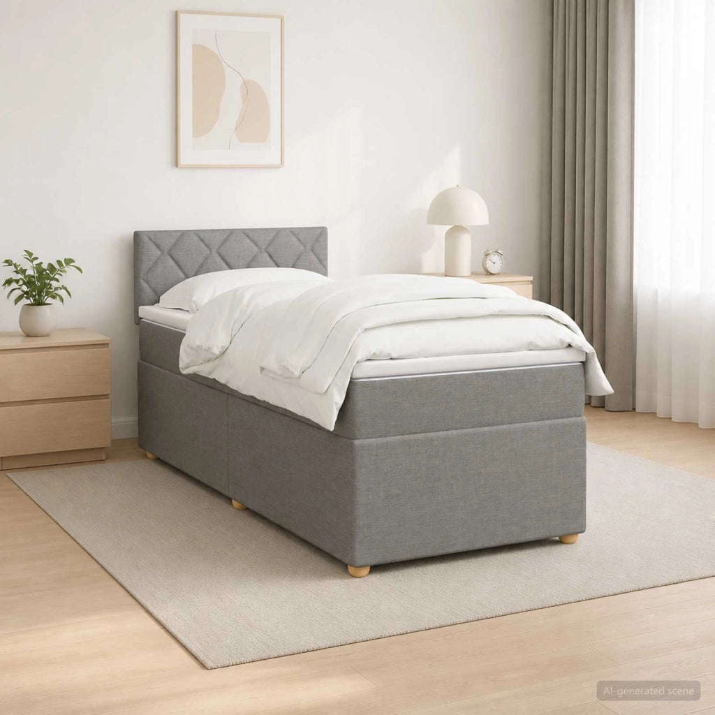 Letto box spring con materasso Grigio Chiaro 90 x 190 cm 3452317