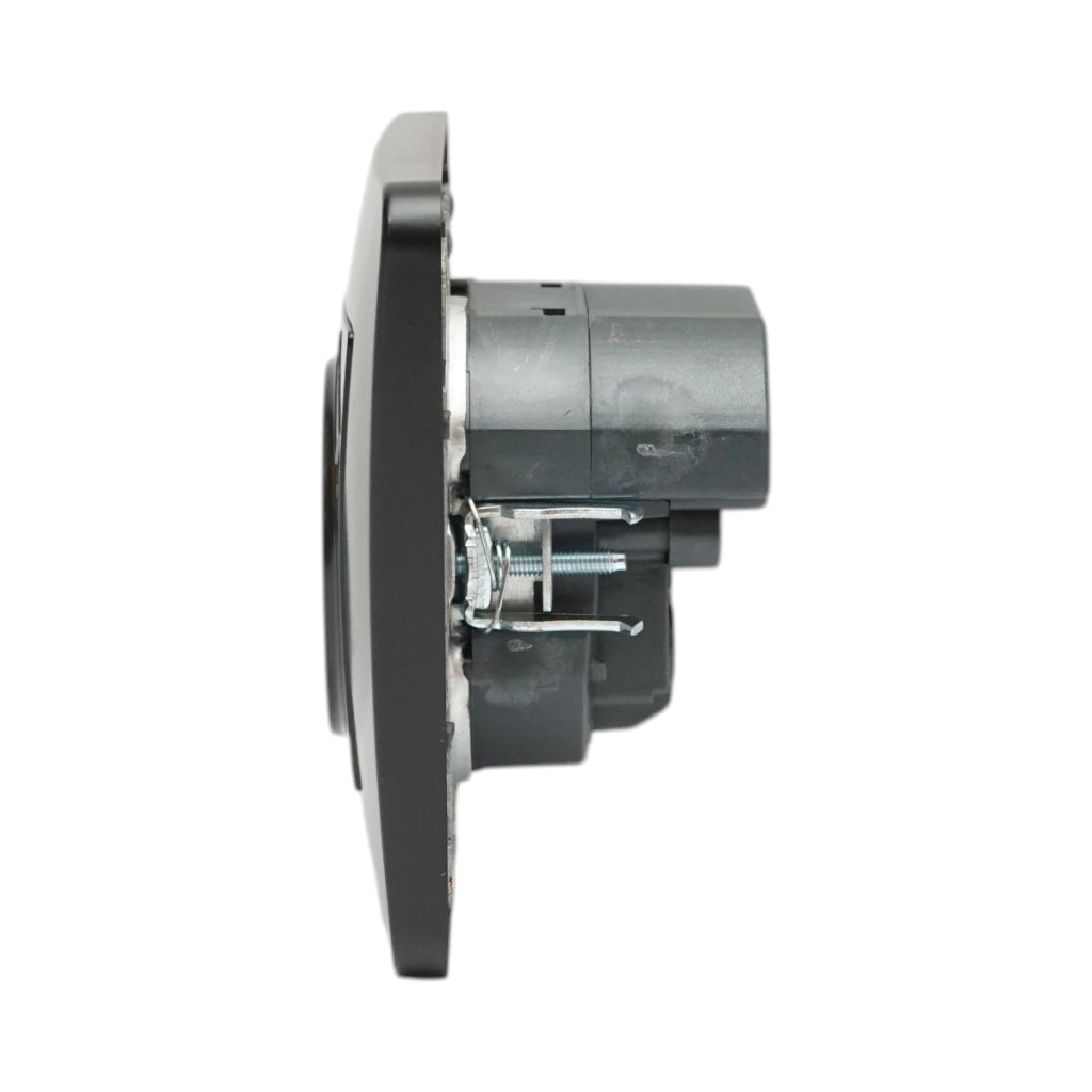 Presa Schuko nera da incasso 220V, 16A, 2xUSB 5V 2.1A, PC 80x80mm