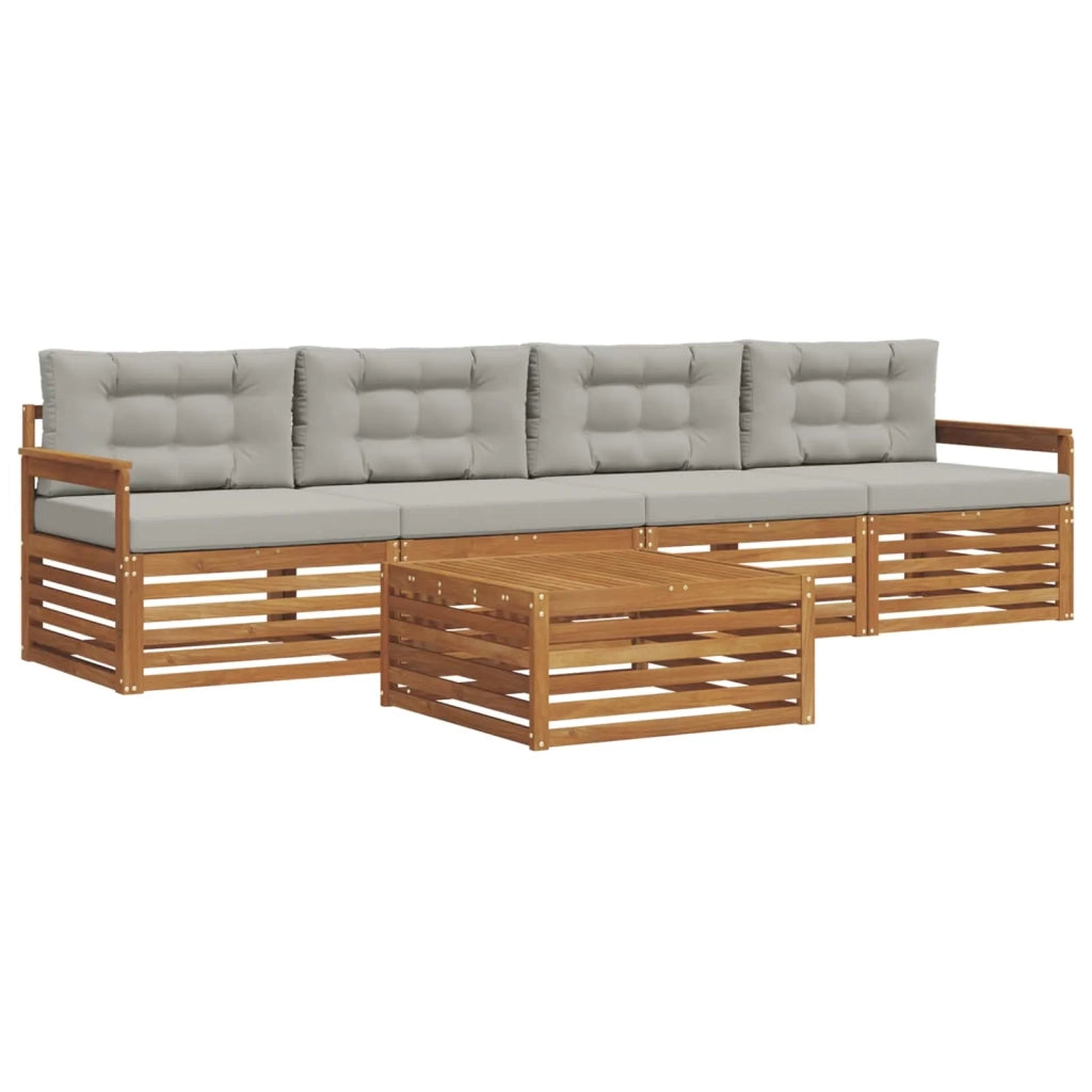 Set di divani da esterno 5 pcs Grigio Naturale e Chiaro 3372966