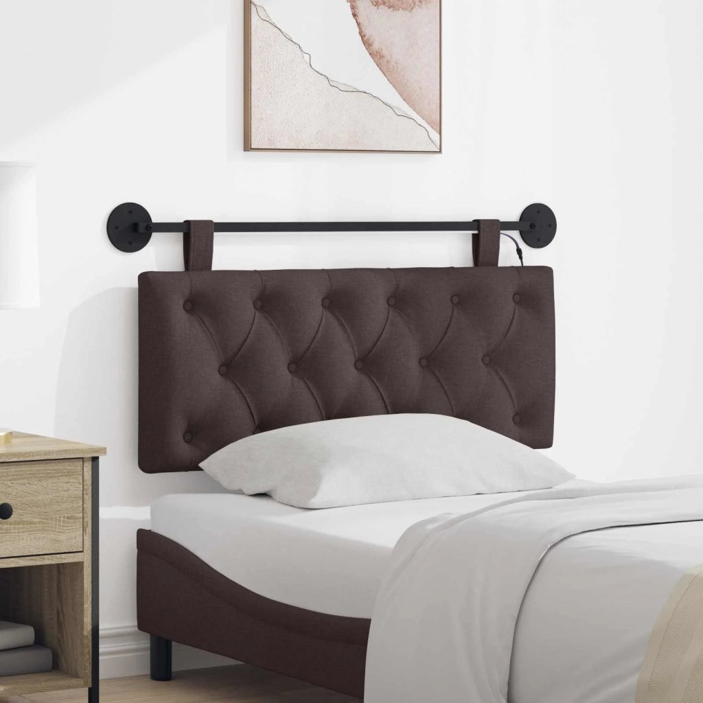 Testiera sospesa Con luce LED Marrone Scuro Tessuto 3424573