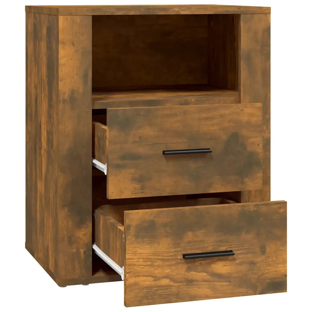Comodino | Armadio da Notte | Mobiletto da notte Rovere Fumo 50x36x60 cm Legno Multistrato