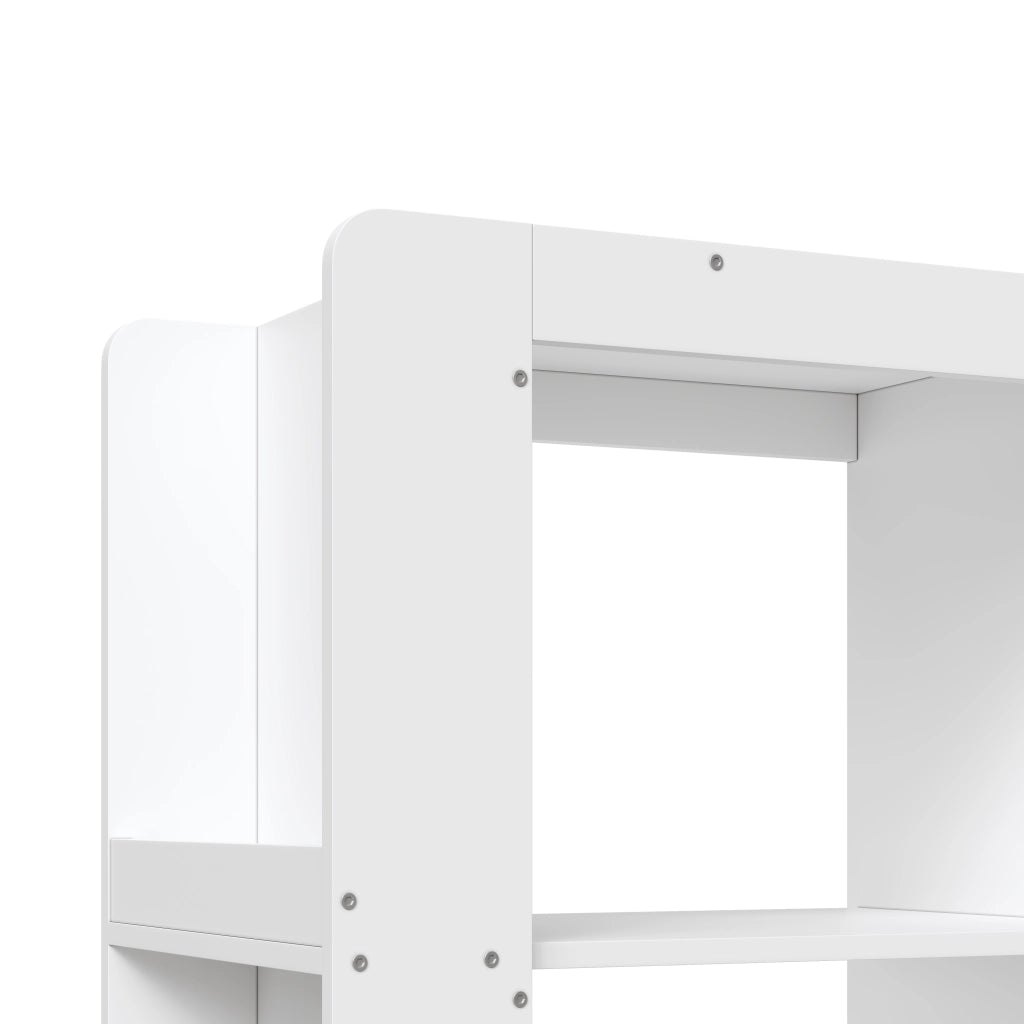 Libreria con 3 vani aperti e 3 cassetti; antiribaltamento - per studio - 60×40×200 cm - bianco