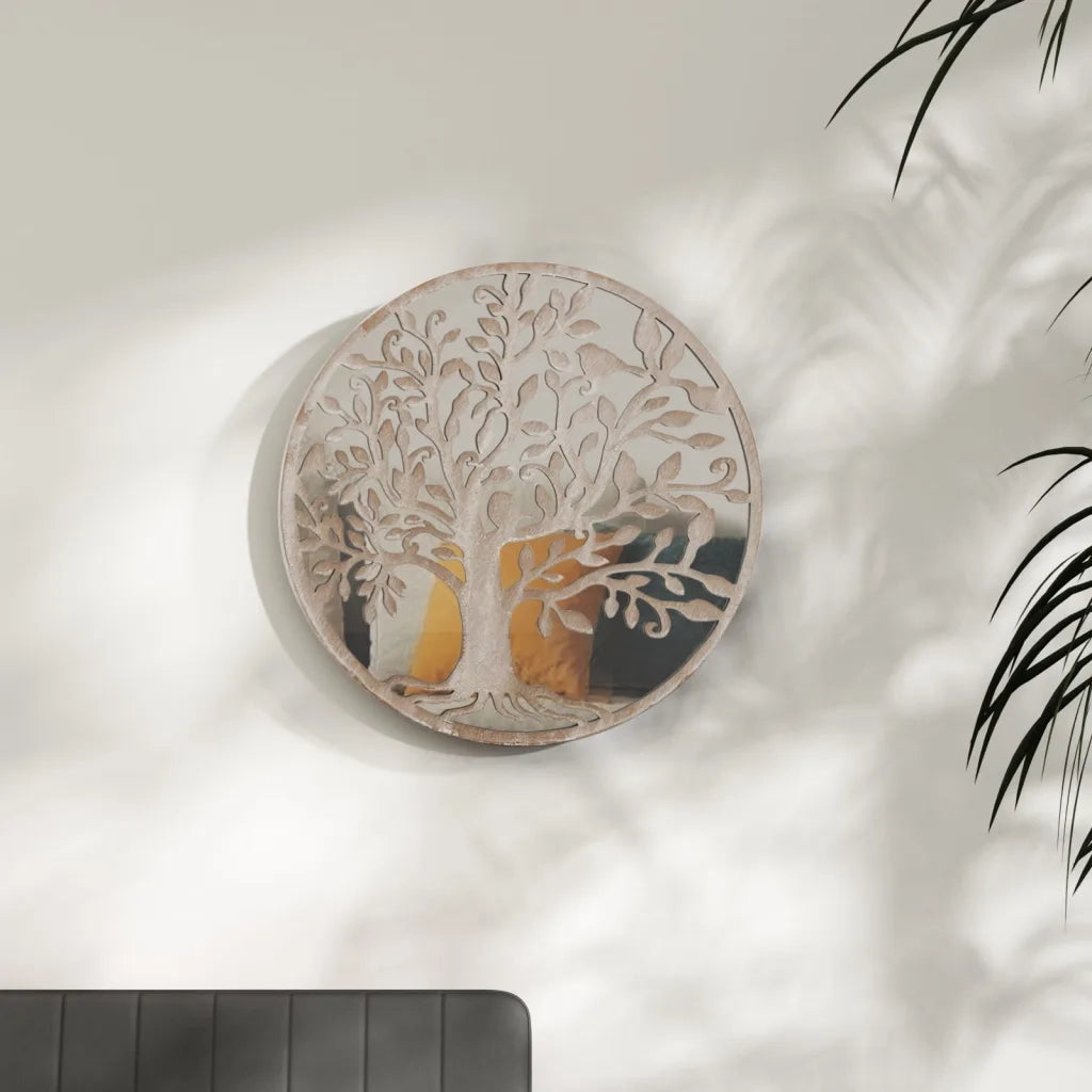 Specchio Sabbia-Specchio Decorativo 40x2,5 cm Rotondo in Ferro per Uso Interno