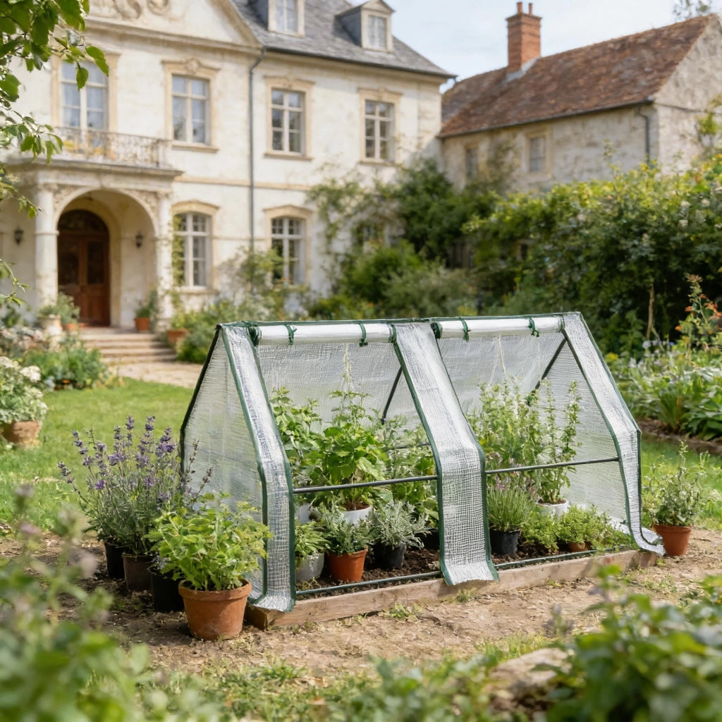 Serra da giardino in PE e acciaio bianco con finestre di ventilazione e struttura stabile 180 × 90 × 90 cm