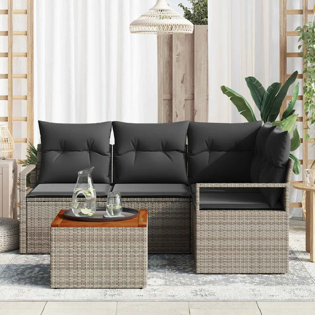 Set Divano da Giardino 5 pcs Grigio polyrattan 3356368