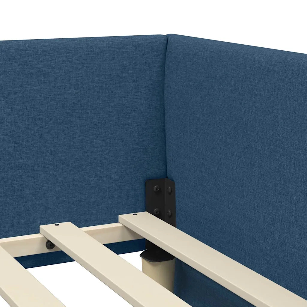 Cornice del letto ad angolo Blu 90 cm x 190 cm Tessuto 42016042