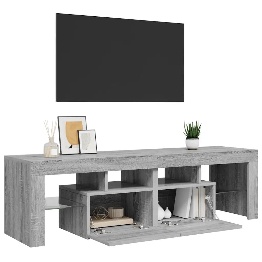 Mobile Porta TV con Luci LED-Mobile per TV-Credenza TV grigio sonoma 140x36,5x40 cm