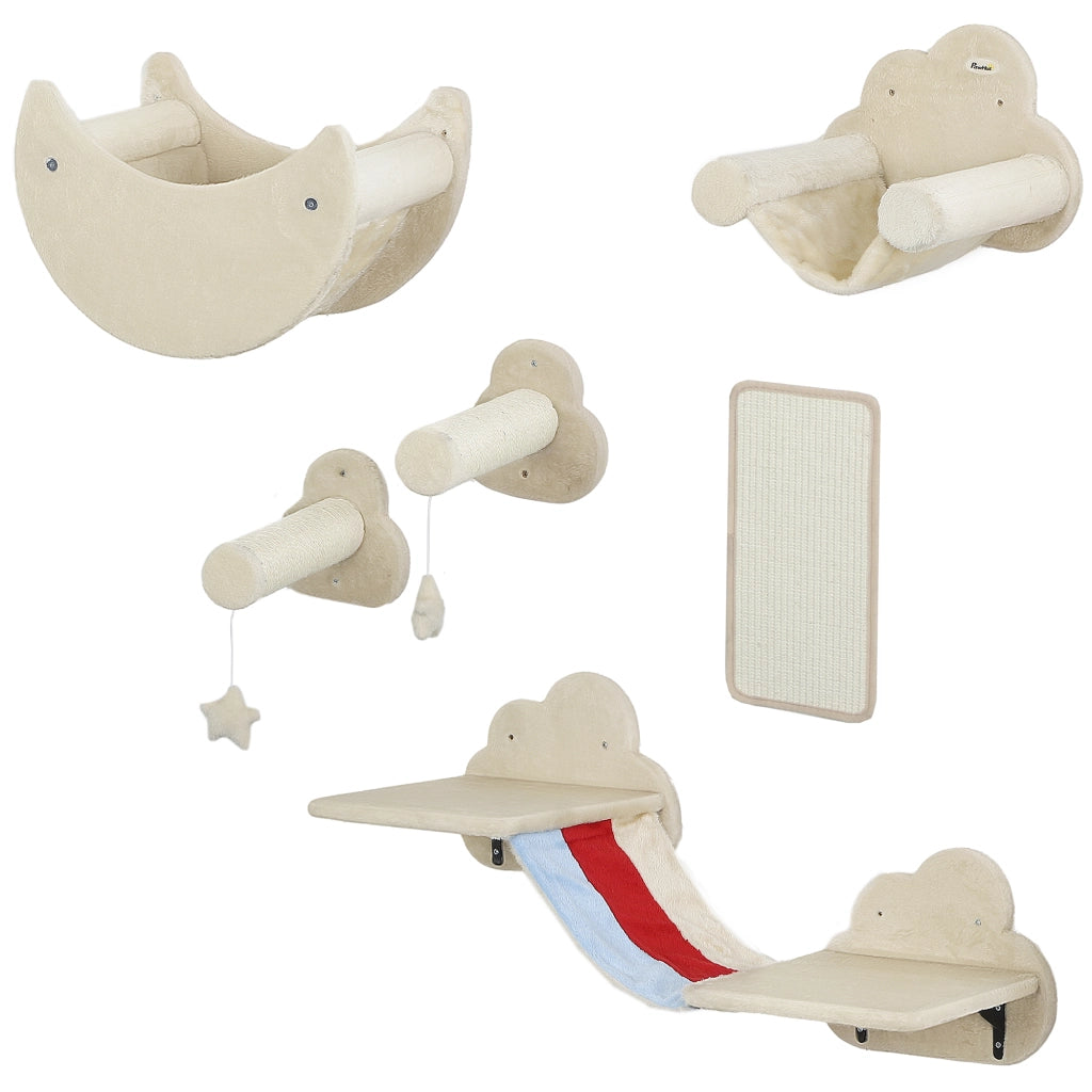 Gioco per Gatti a Parete con Amaca e Piattaforme ¨C Minimal ¨C Beige