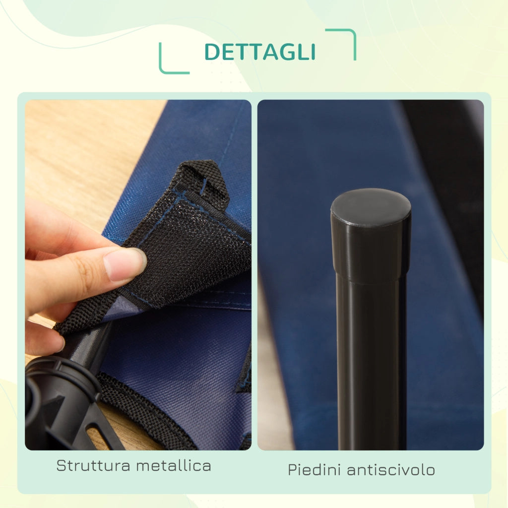 Letto per Cani ¨C Minimal ¨C Blu, Tessuto Oxford e Metallo, 76x61x18 cm