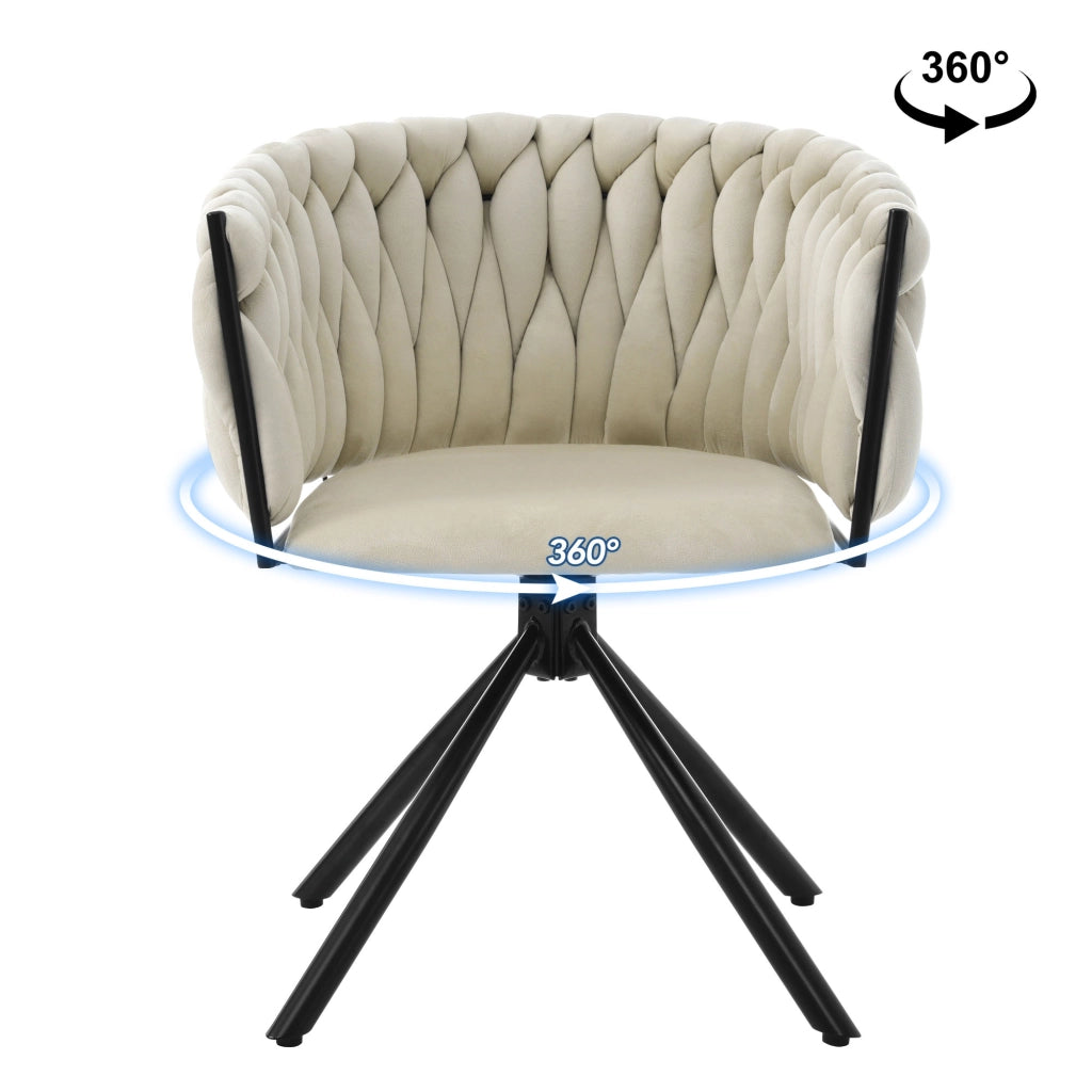 Sedia Girevole in Velluto ¨C MINIMAL ¨C Beige, Gambe in Metallo