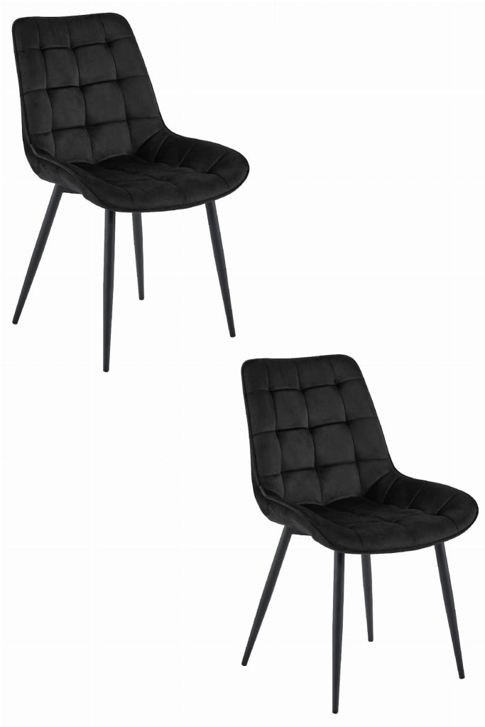 Sedia VALORA BERA - Design moderno in velluto nero x2