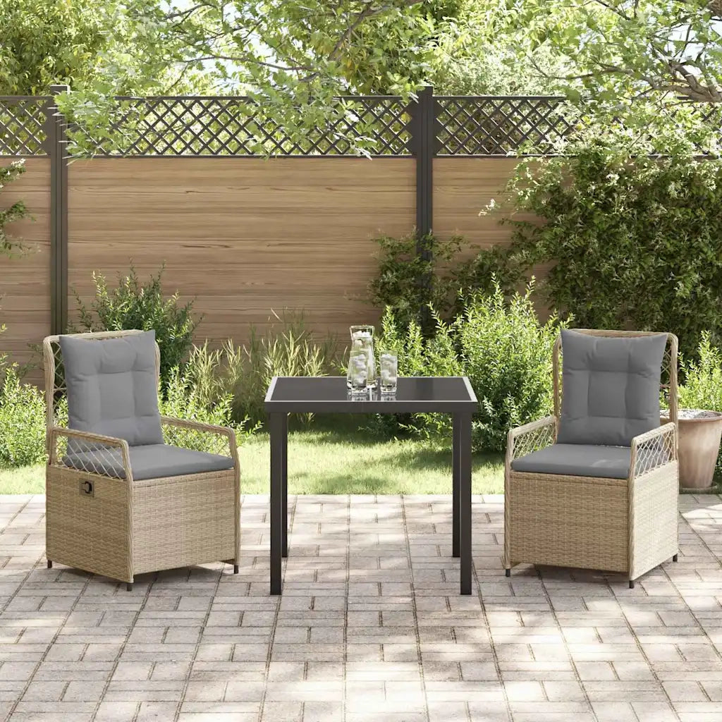 Set da Pranzo per Giardino 3 pcs Beige e Grigio Chiaro