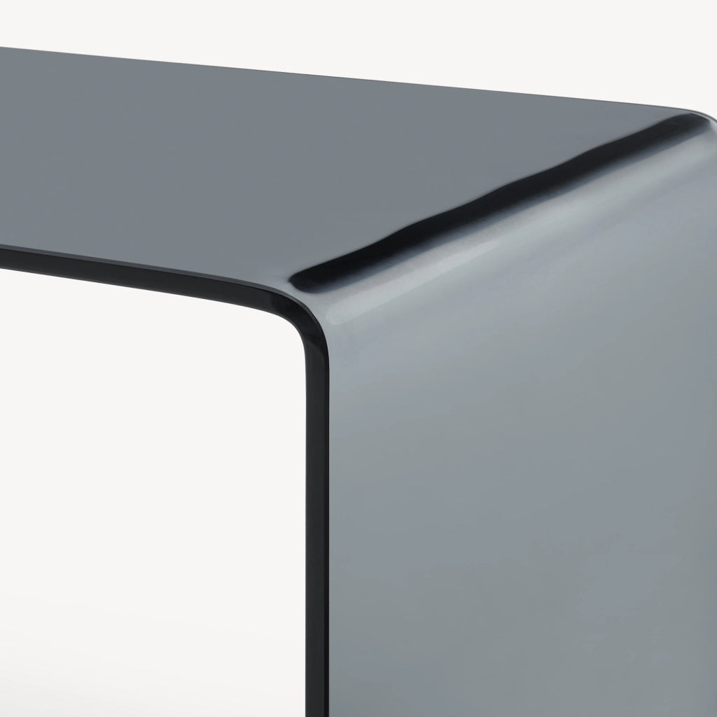 Set Kariengem di 2 Tavolini Sovrapponibili in Vetro - Grigio [en.casa]