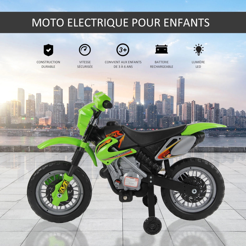 Moto Elettrica per Bambini ¨C Xylo ¨C 6V, Verde e Nero, 3-6 Anni