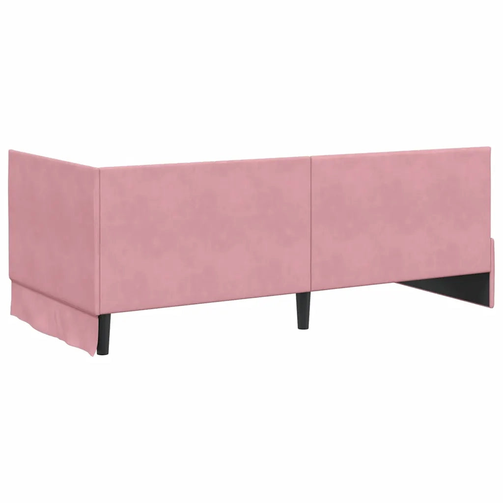 Cornice del letto ad angolo Rosa 90 cm x 190 cm Velluto 42016259