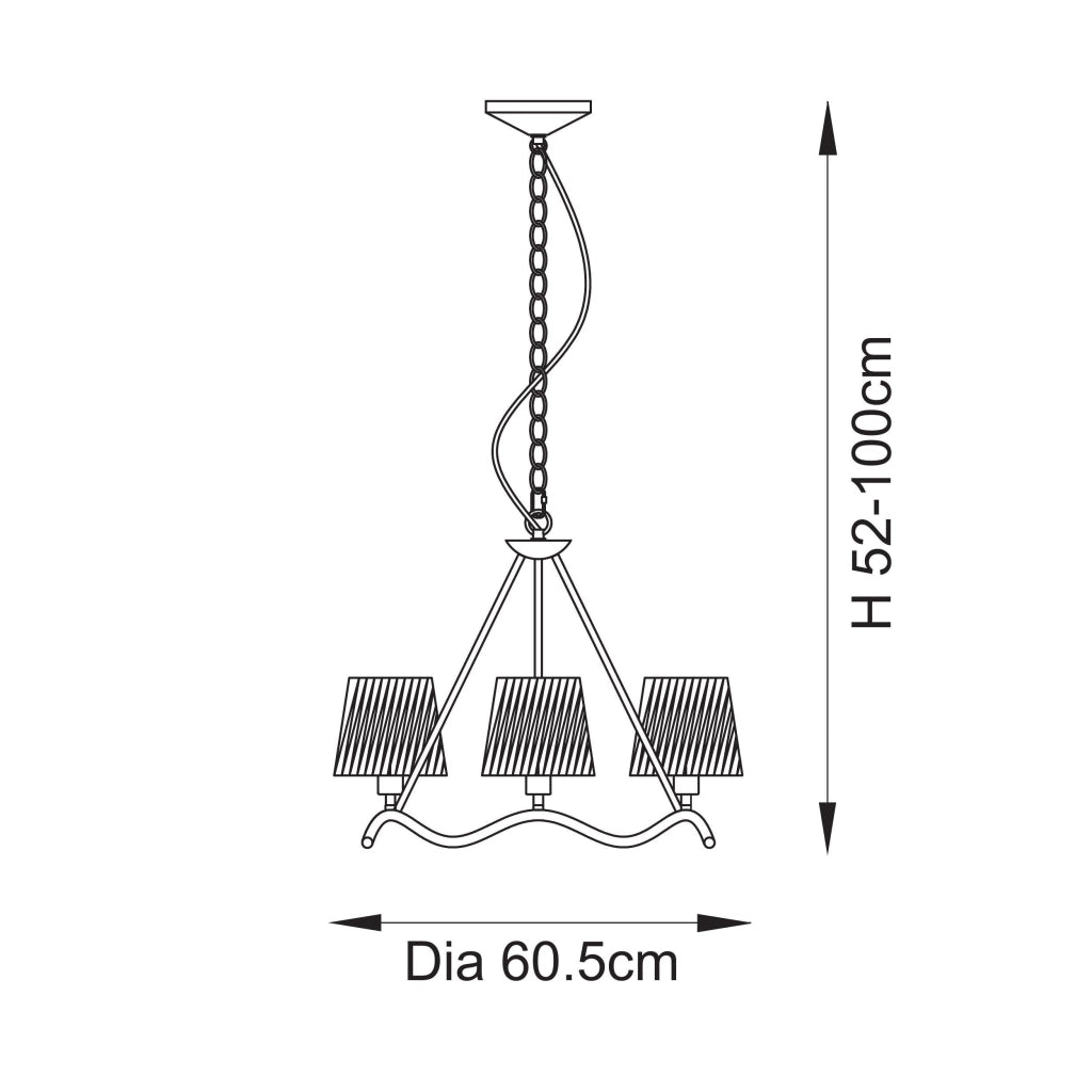 Lampadario WRIGGLE anello ondulato 3 luci rafia nero opaco