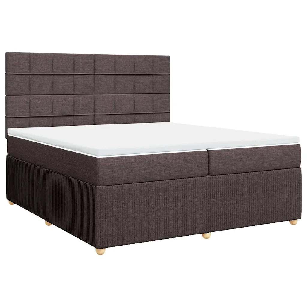 Giroletto a Molle con Materasso Marrone Scuro 200x200cm Tessuto 3294466