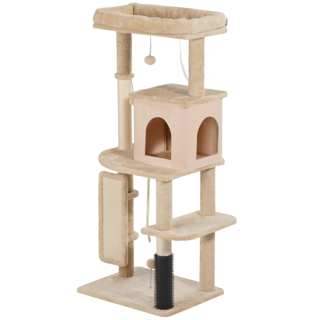 Letto a soppalco per gatti con arrampicata ¨C Minimal ¨C beige 55x44x132 cm