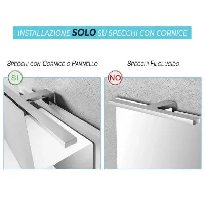 Applique LED naturale in acciaio e vetro per specchio a filo