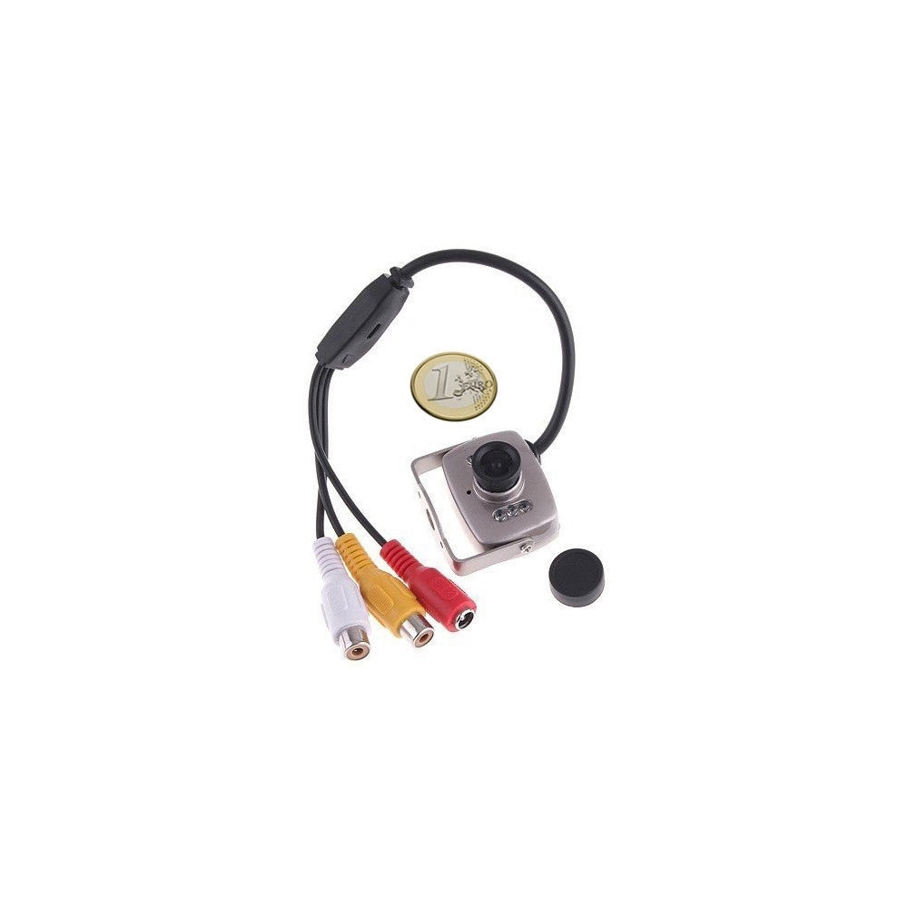Trade Shop - Mini Micro Telecamera Camera A Colori 6 Led Ir Rca Audio Video Microfono Staffa -