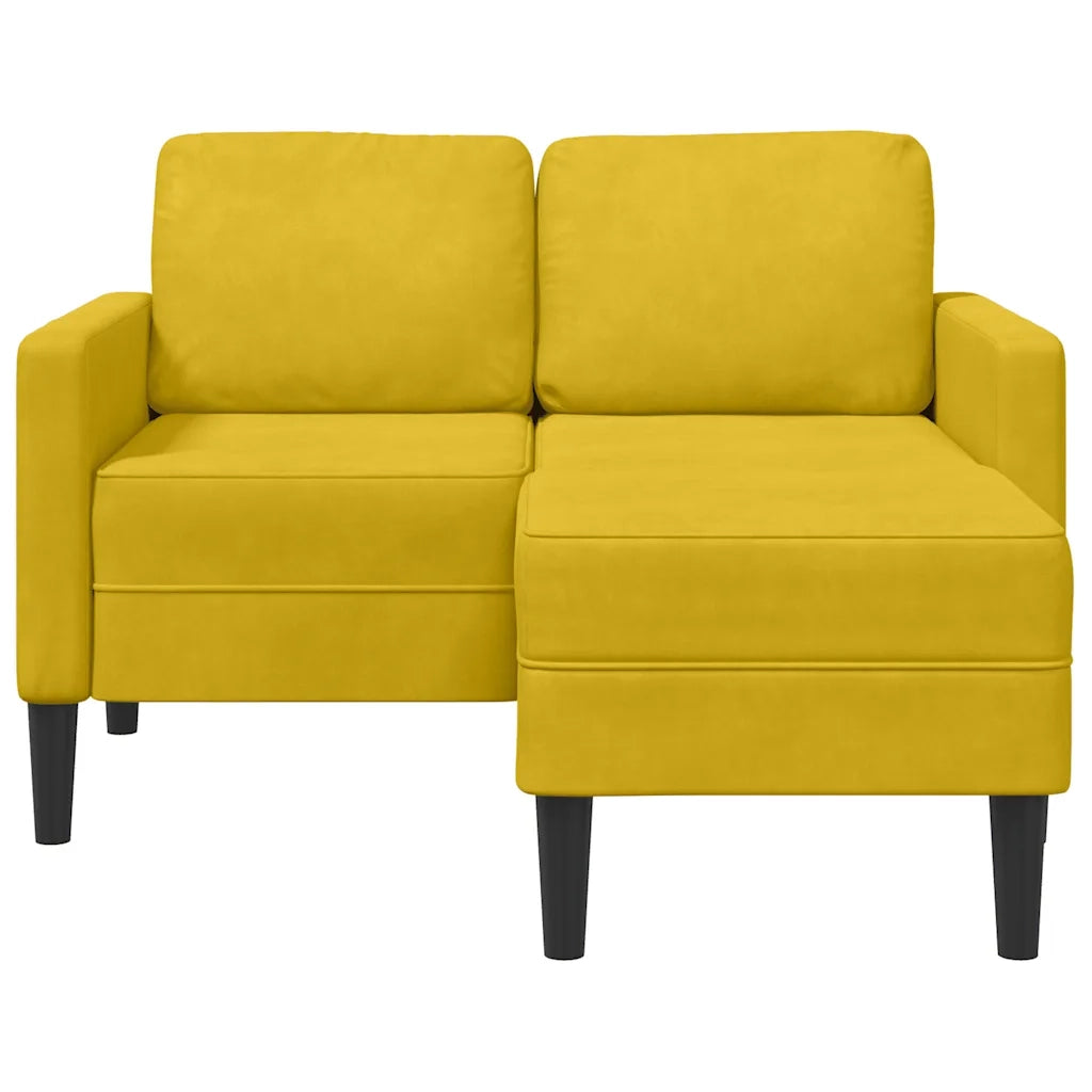 Divano 2 Posti con Chaise longue a L Giallo 125 cm Velluto 4107074