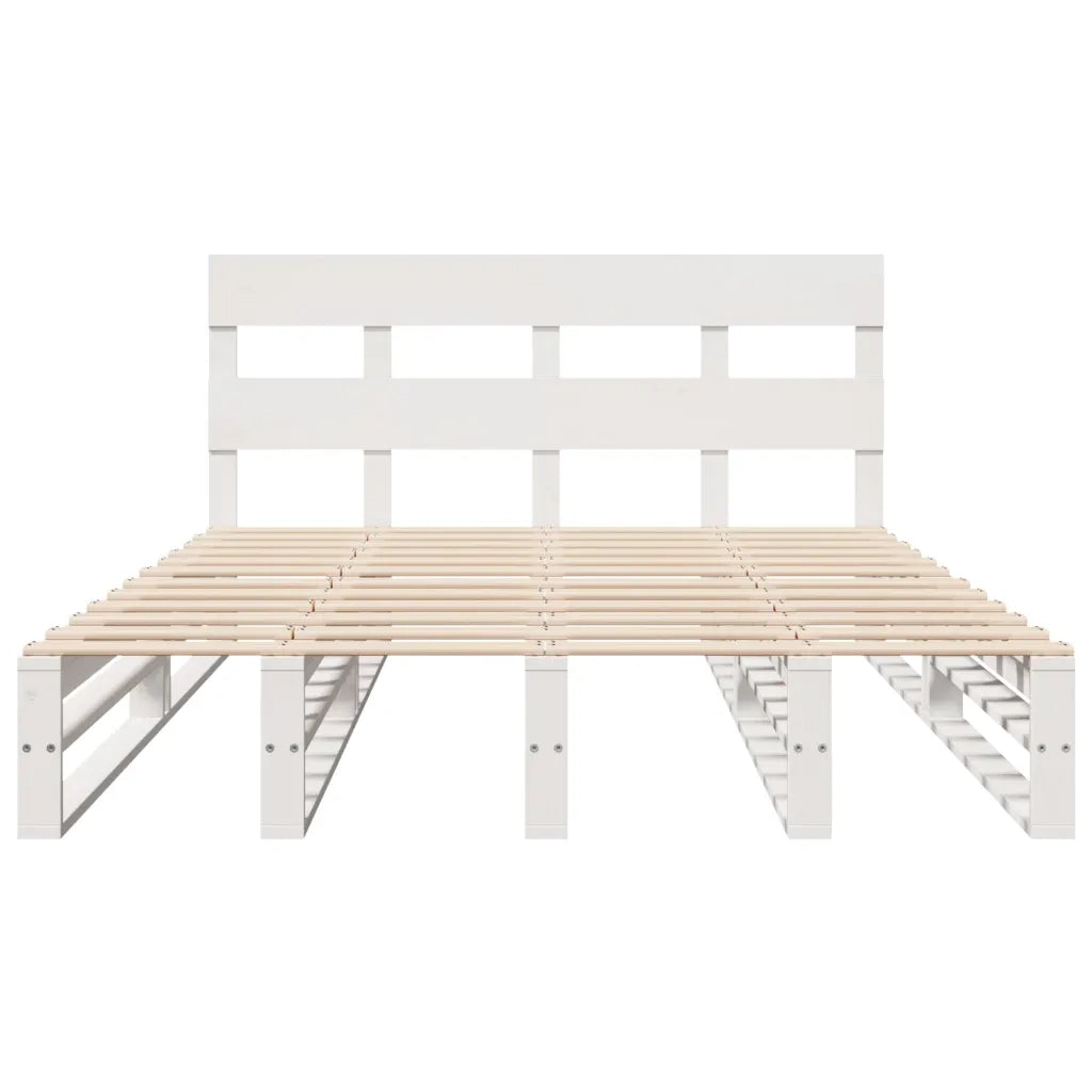 Letto senza Materasso-Struttura Letto Bianco 160x200 cm Legno Massello di Pino 385013