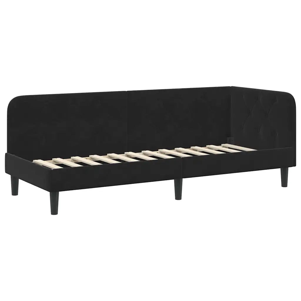 Cornice del letto ad angolo Nero 80 x 200 cm Velluto