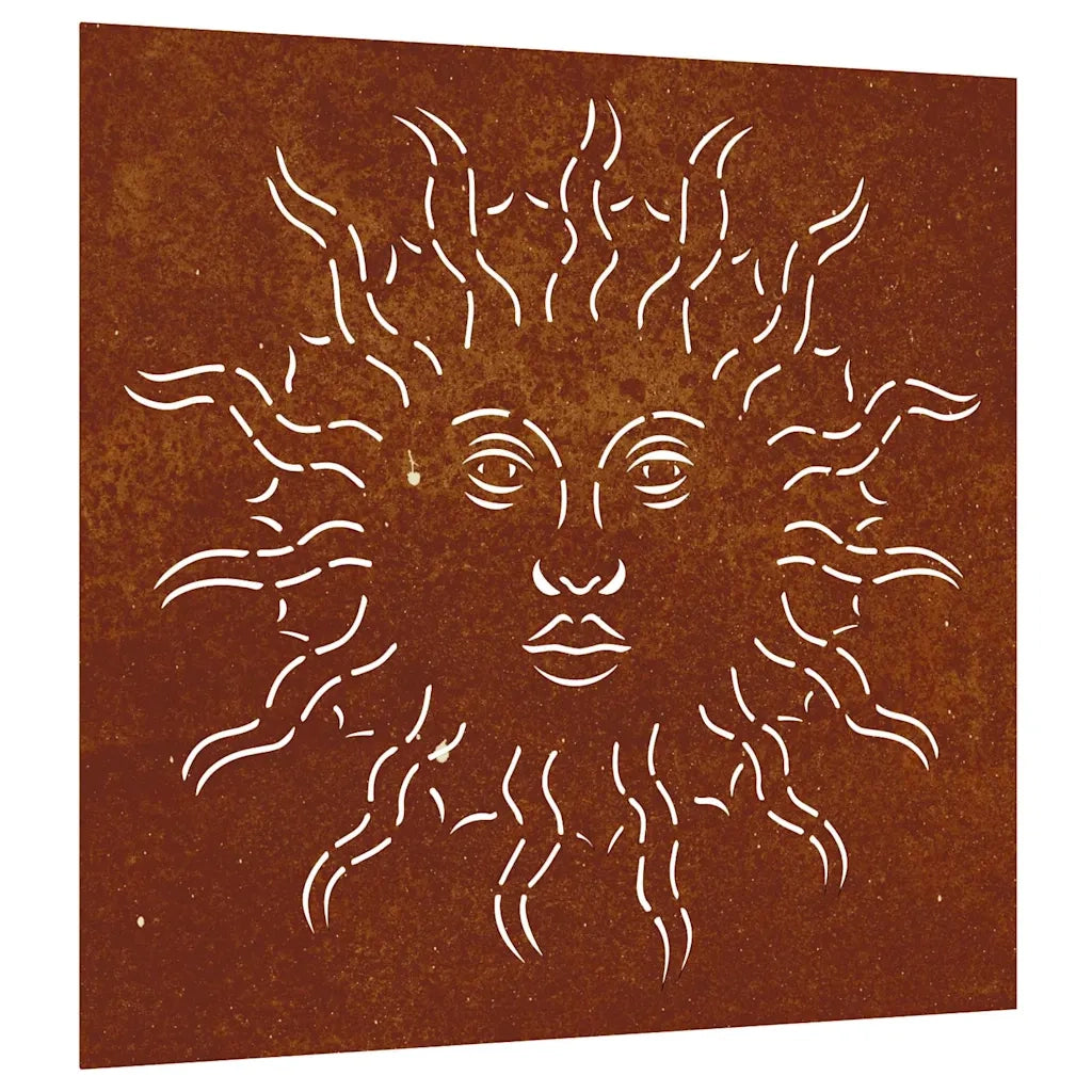 Decorazione Muro da Giardino 55x55 cm Sole in Acciaio Corten CFW5258673