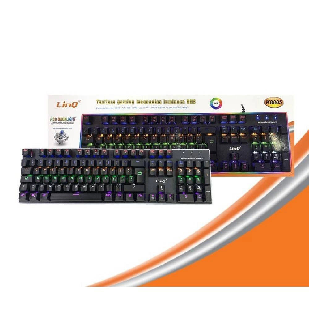 Trade Shop - Tastiera Meccanica Gaming Da Gioco Retroilluminata Rgb Luce Usb Pc Computer K8805 -