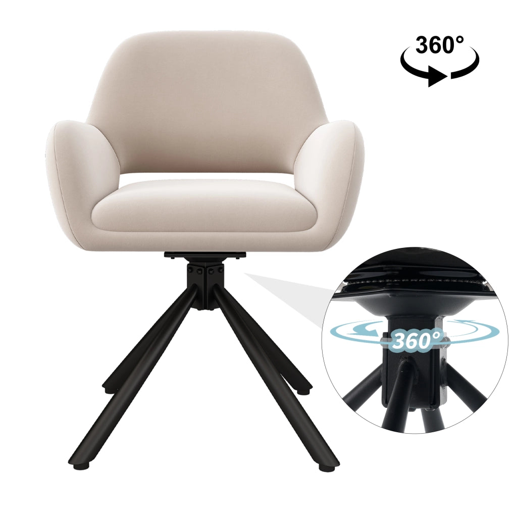 Sedia da pranzo girevole - Zephmum - Set di 6 - Velluto - Beige - Moderno