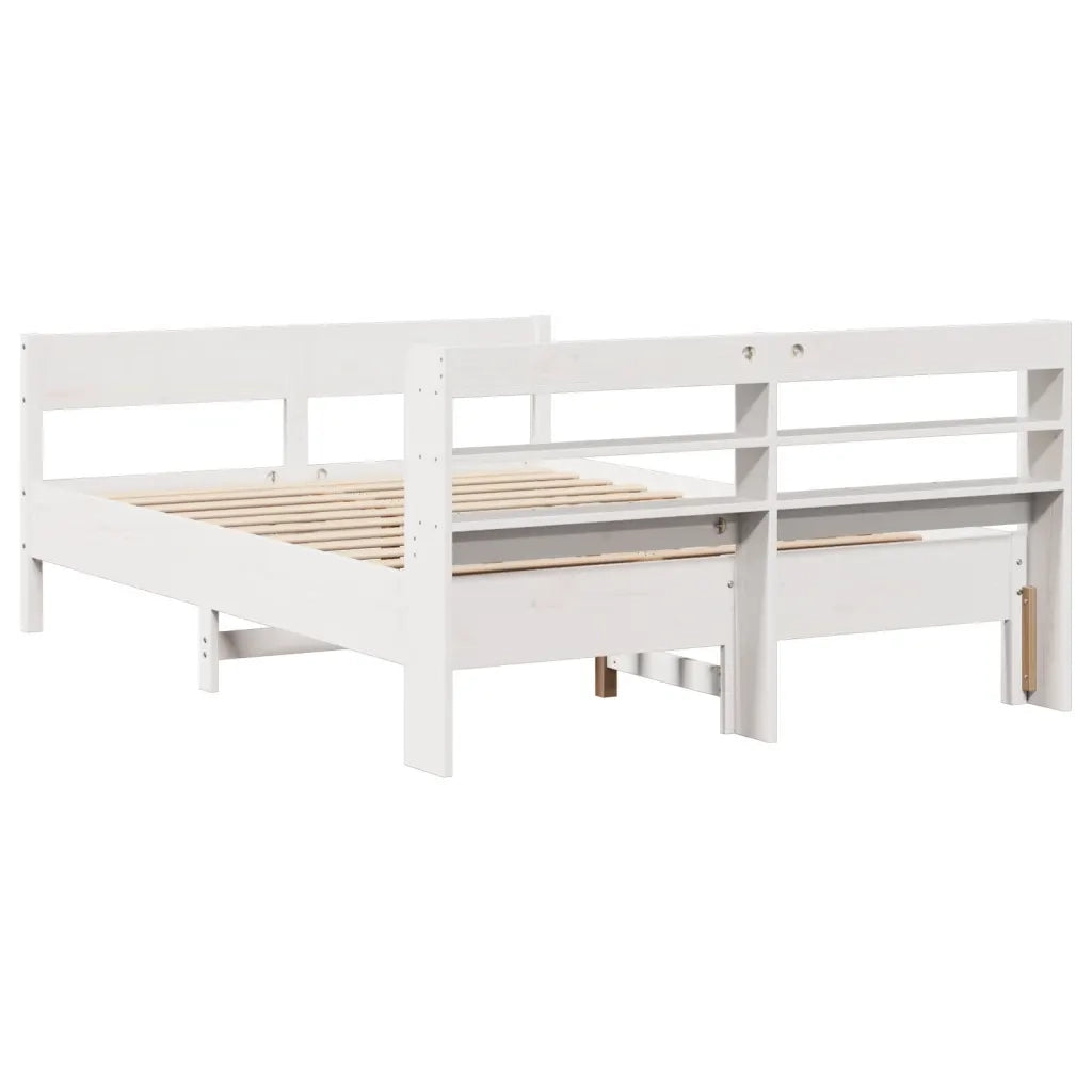 Letto senza Materasso-Struttura Letto Bianco 140x190 cm Legno Massello di Pino 877235