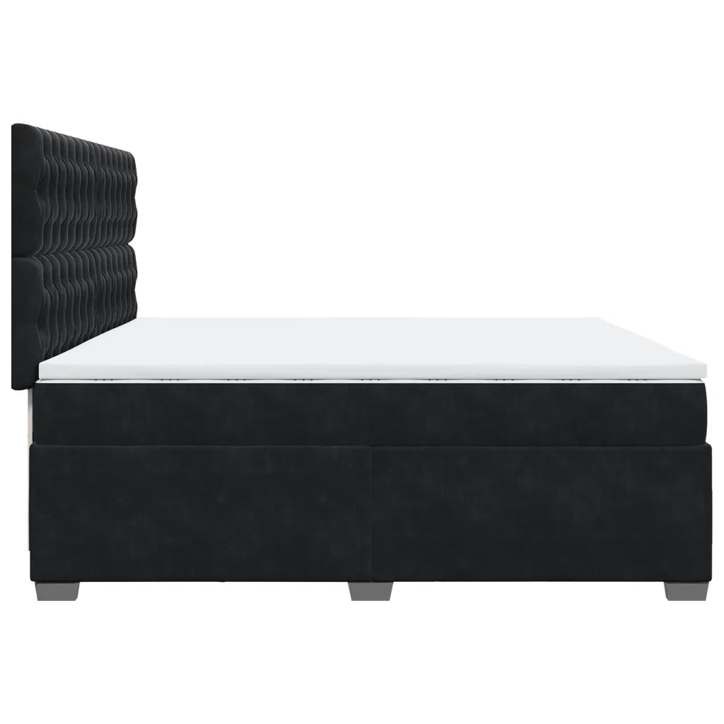 Giroletto a Molle con Materasso Nero 200x200 cm in Velluto 3291010