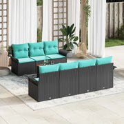Set Divano da Giardino 8 pcs Nero e Turchese polyrattan 3355960