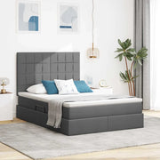 Letto con contenitore e LED con led Grigio scuro 140 x 190 cm