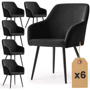 Set di 6 Sedie in velluto liscio ESTELLE Nero gambe nere
